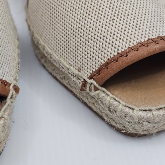 NEW Rag & Bone Anteros Sandal Womens EU 37.5 Cotton Tan Espadrille Peep Toe - Picture 6 of 14